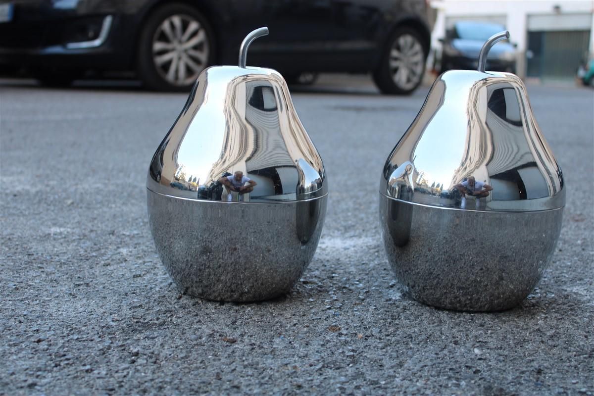 Pair Of Pears In Steel Italy 1970 Rinnovel Ettore Sottsass Style Ice Box photo for sale
