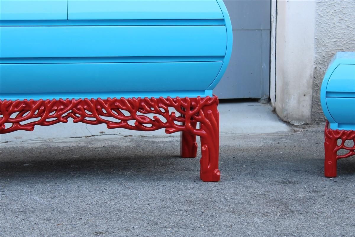 Decotarive Bedroom Sets Arpex Roma 1970 In Sea Blue And Red Coral Made In Italy photo 12000.0