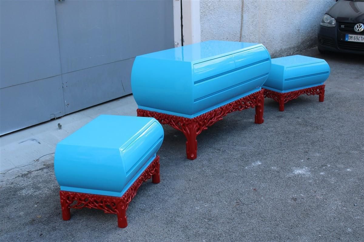 12000.0 Decotarive Bedroom Sets Arpex Roma 1970 In Sea Blue And Red Coral Made In Italy photo