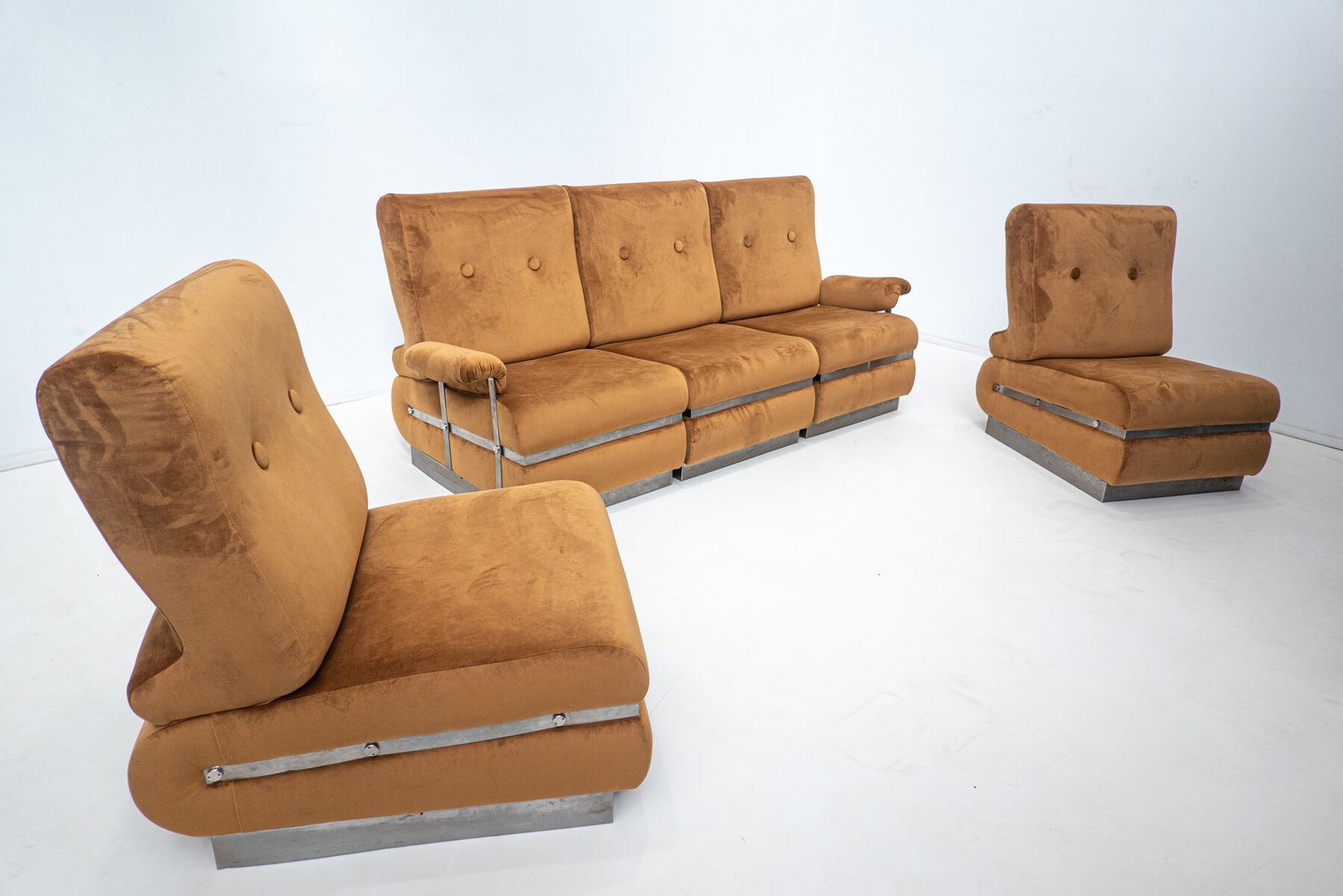 Mid Century Modular Sofa In Brown Velvet photo Furniture