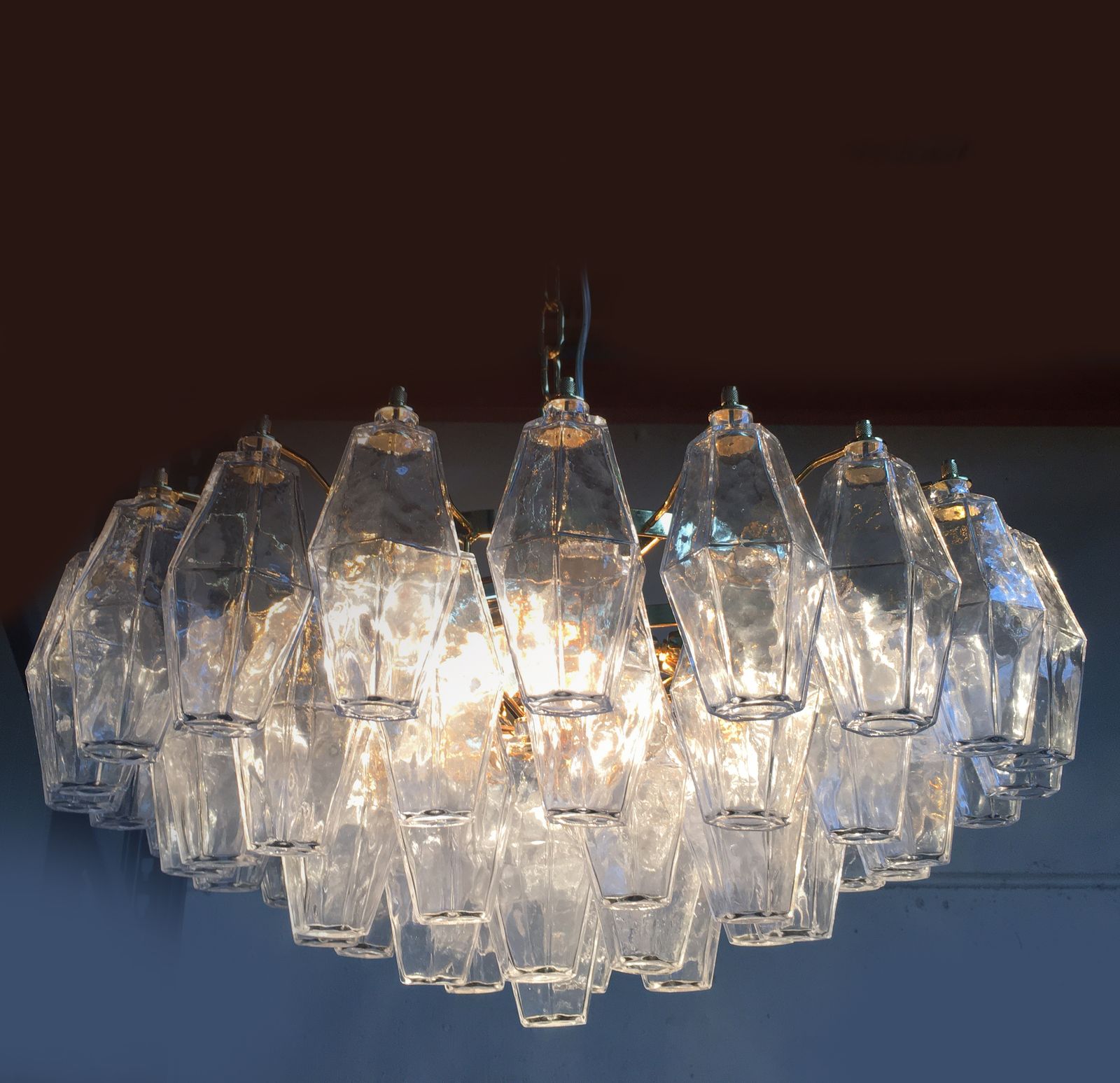 Impressive Murano Glass Sputnik Chandelier Poliedro Like Mazzega Zuccheri Venini Barovier Style