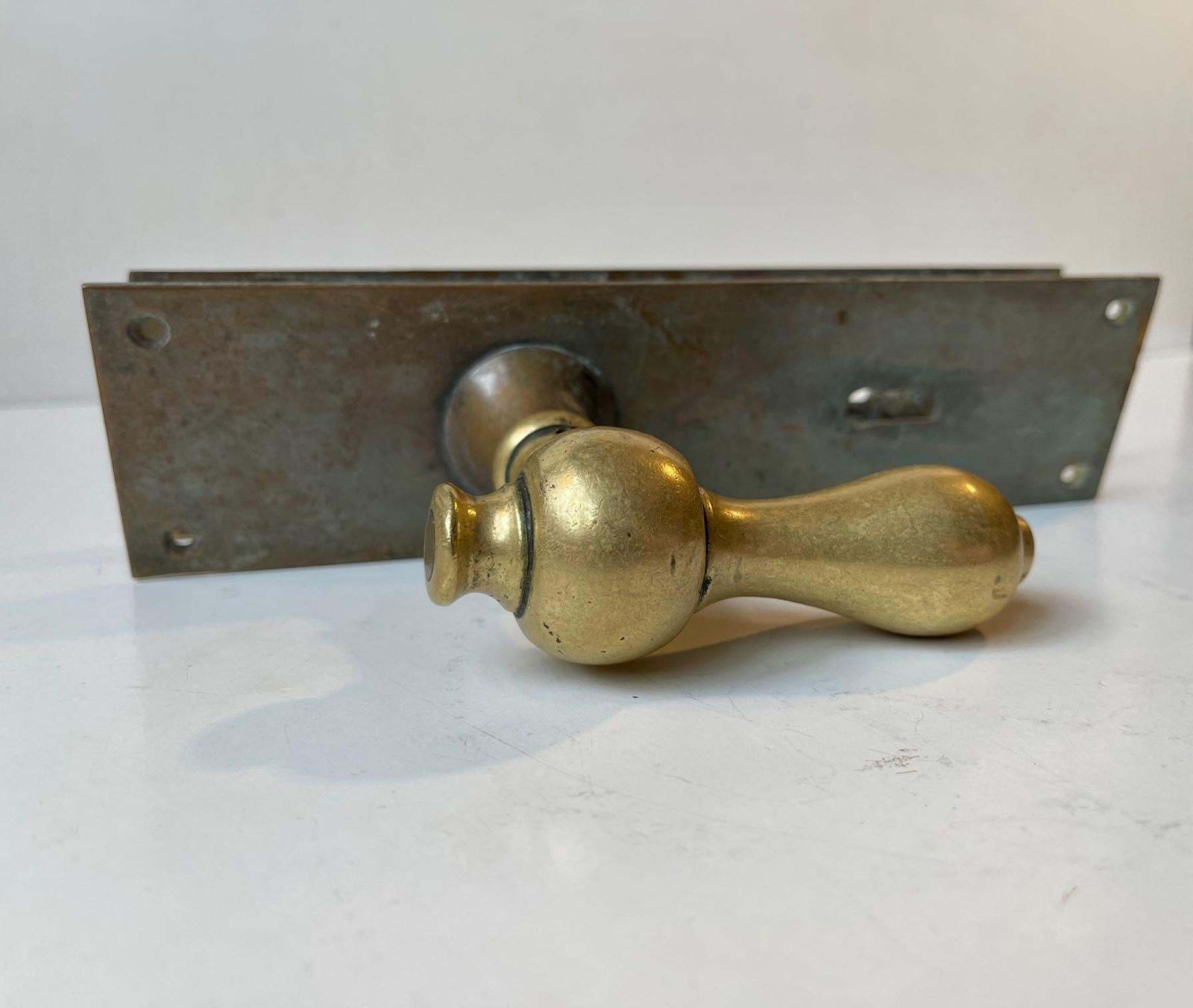 Bauhaus Era Door Handle Set In Bronze And Brass, 1930s, 1 Set photo furniture