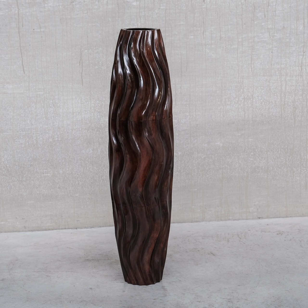 Wooden Tall French Mid Century Decorative Vase