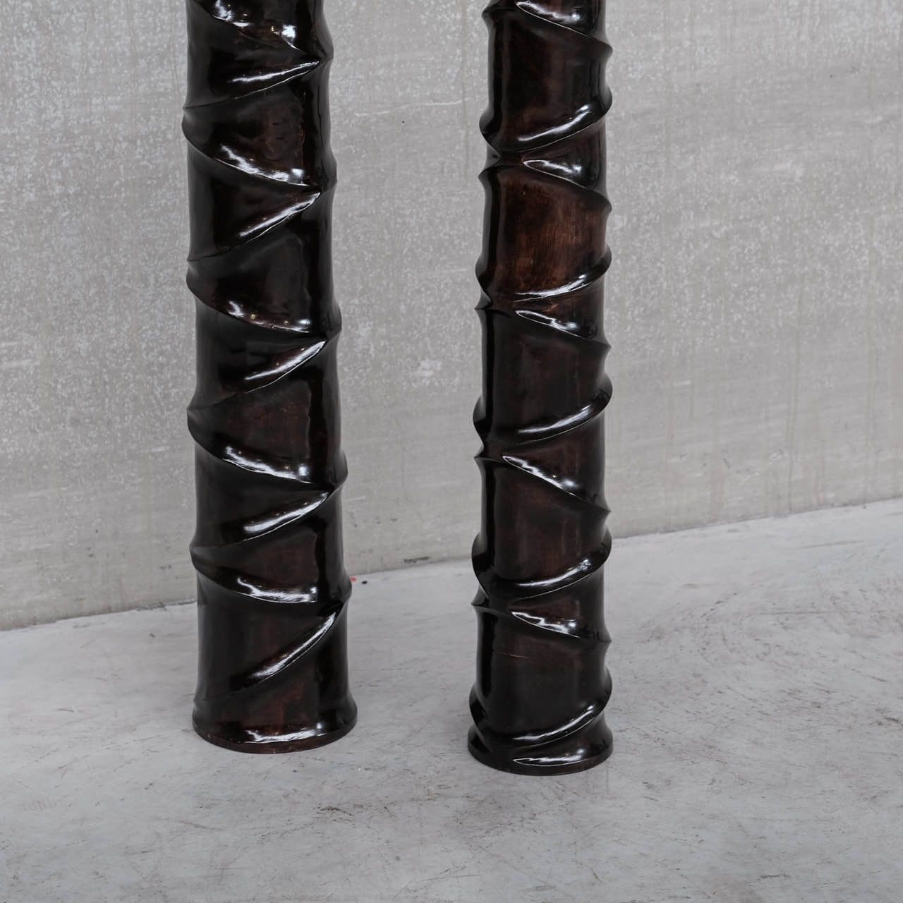 Pair Of Wooden Tall French Mid Century Decorative Vases photo Home Decor