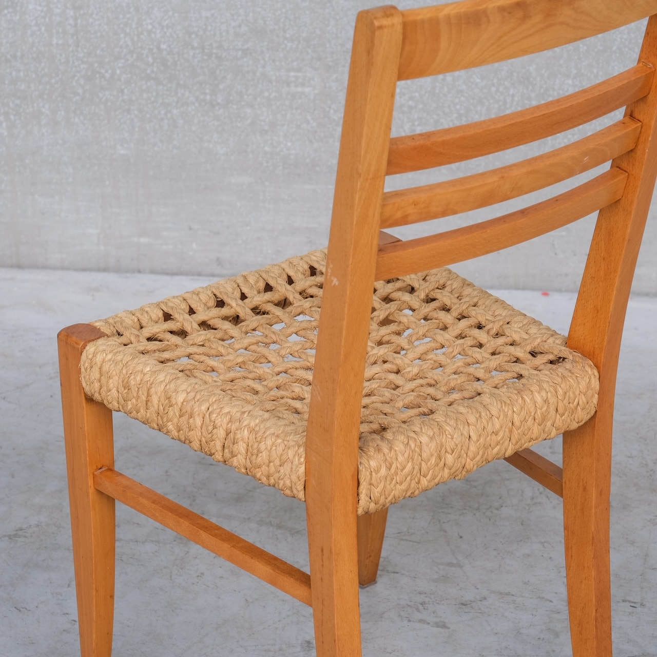 French Mid Century Rope Dining Chairs Attr. To Audoux Minet photo Furniture