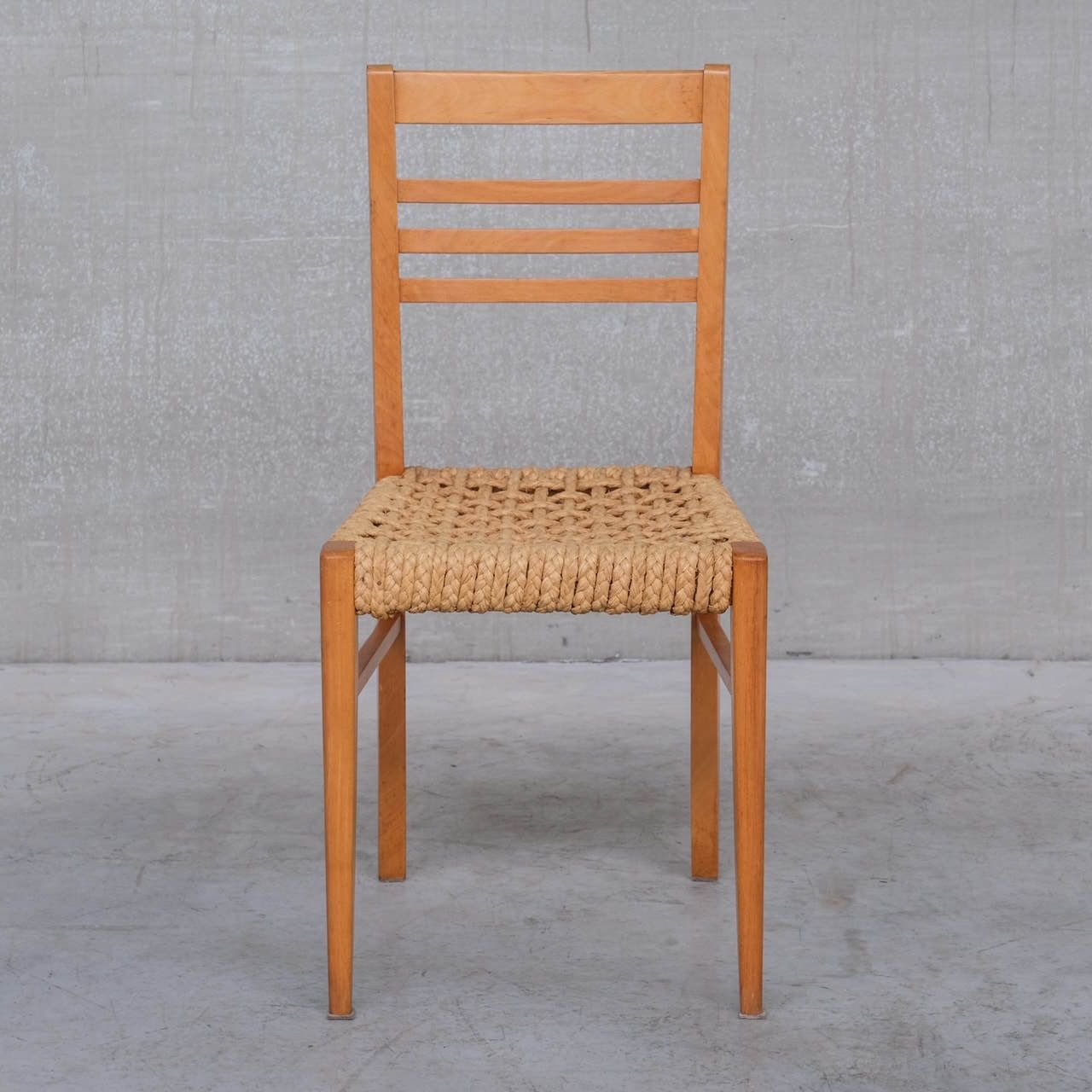 French Mid Century Rope Dining Chairs Attr. To Audoux Minet photo buy