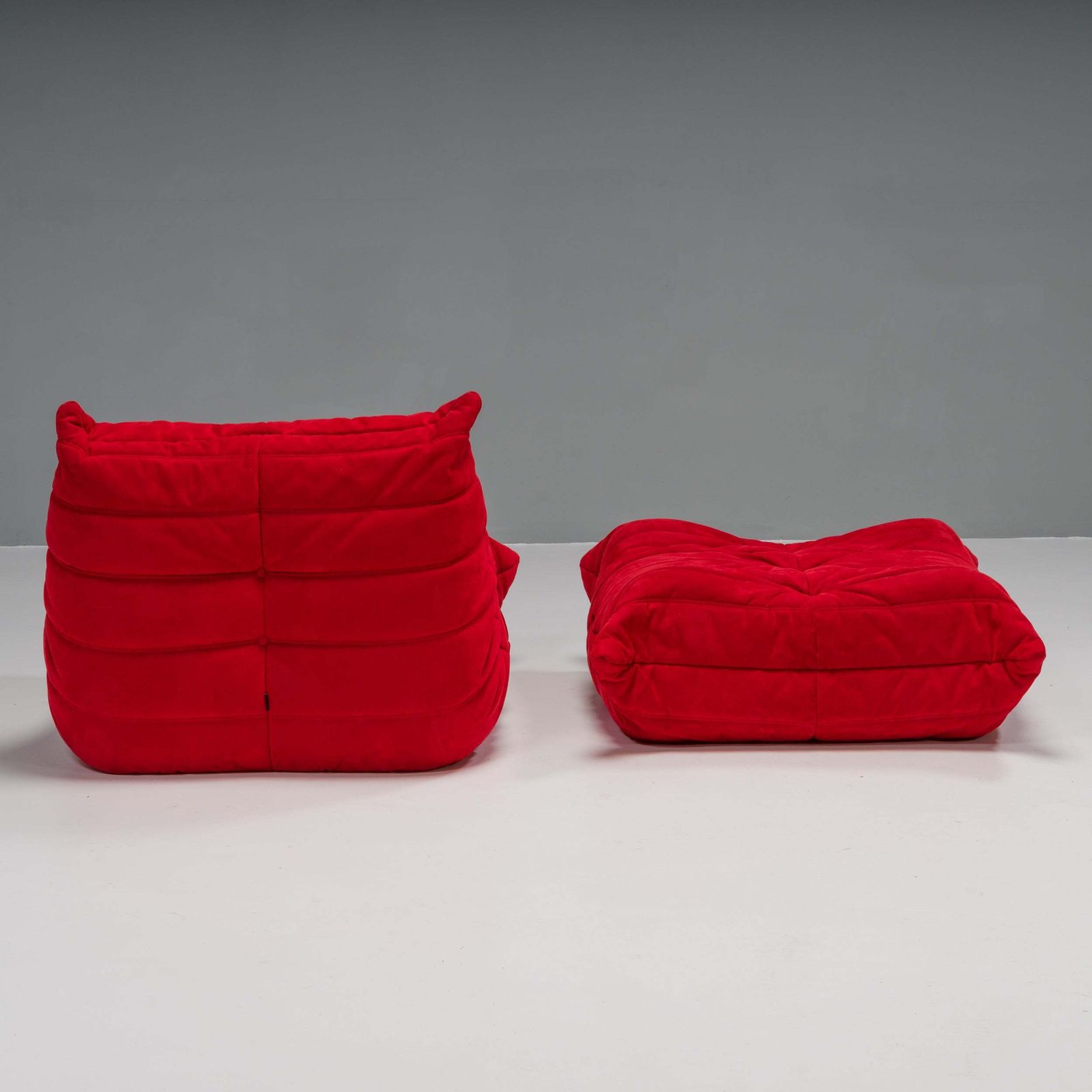 Ligne Roset By Michel Ducaroy Togo Red Armchair And Footstool, Set Of Two photo 2270.0