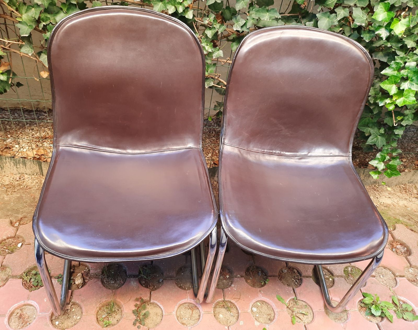 Gastone Rinaldi Dining Chairs Covered With Original Cow Leather, Set Of Two, Italy, 1960s photo furniture