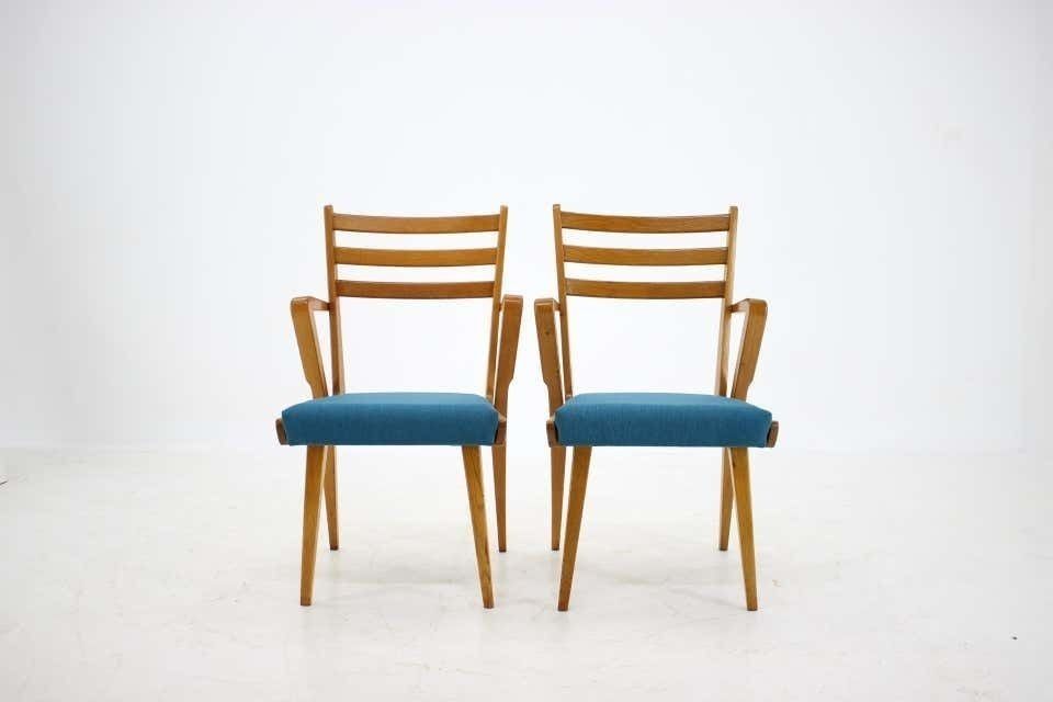 1960s Set Of Four Oak Dining Chairs, Czechoslovakia photo for sale