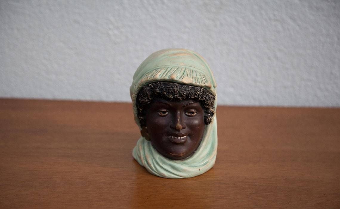 Polychrome Terracotta Tobacco Pot Signed Bernard Bloch  Moorish Woman Tobacco Pot  Orientalist  Collection  Showcase Object  Nineteenth photo furniture