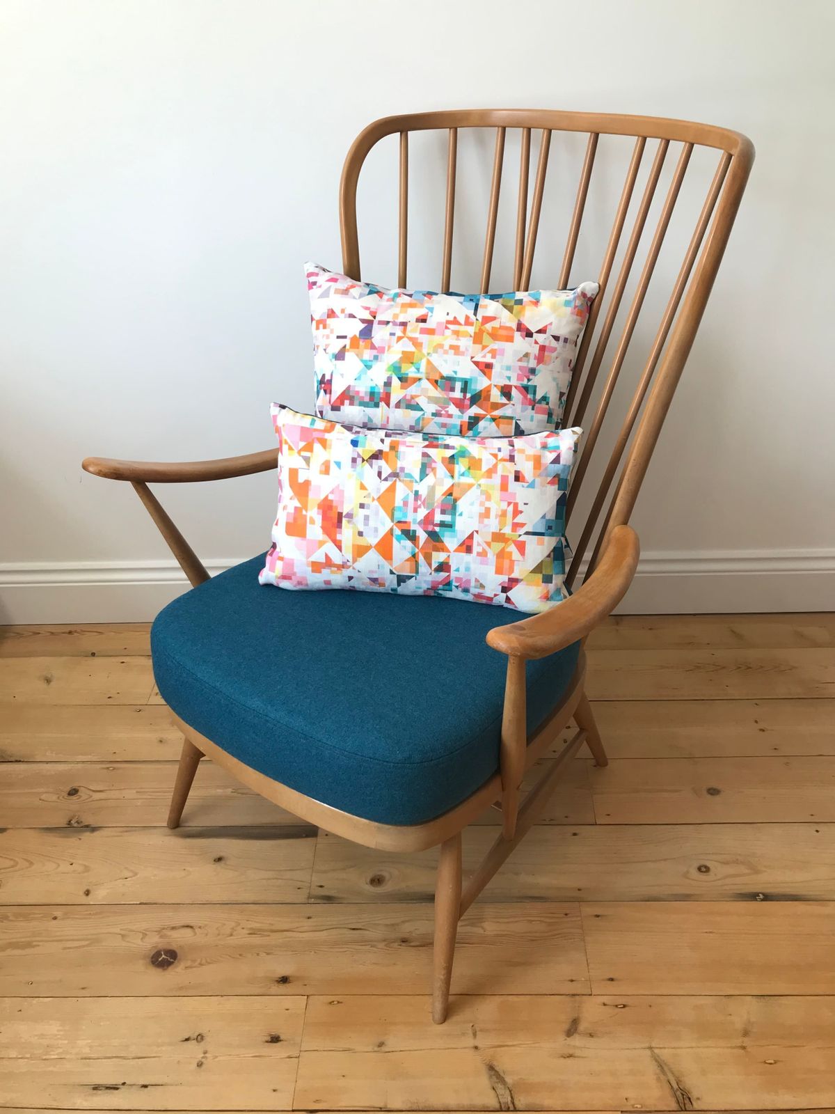 Ercol 478 / 477 Seat Cushion In Teal Wool photo Textiles