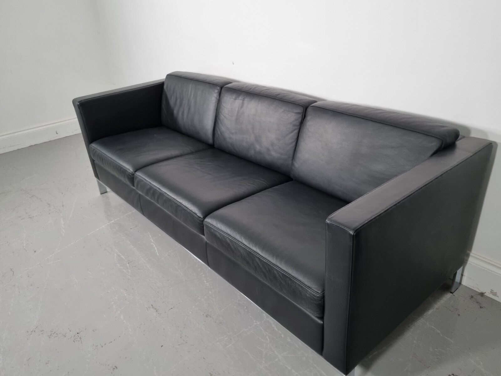 Walter Knoll Foster 500 3  Seater Sofa In Black Leather, Mint Condition photo Furniture