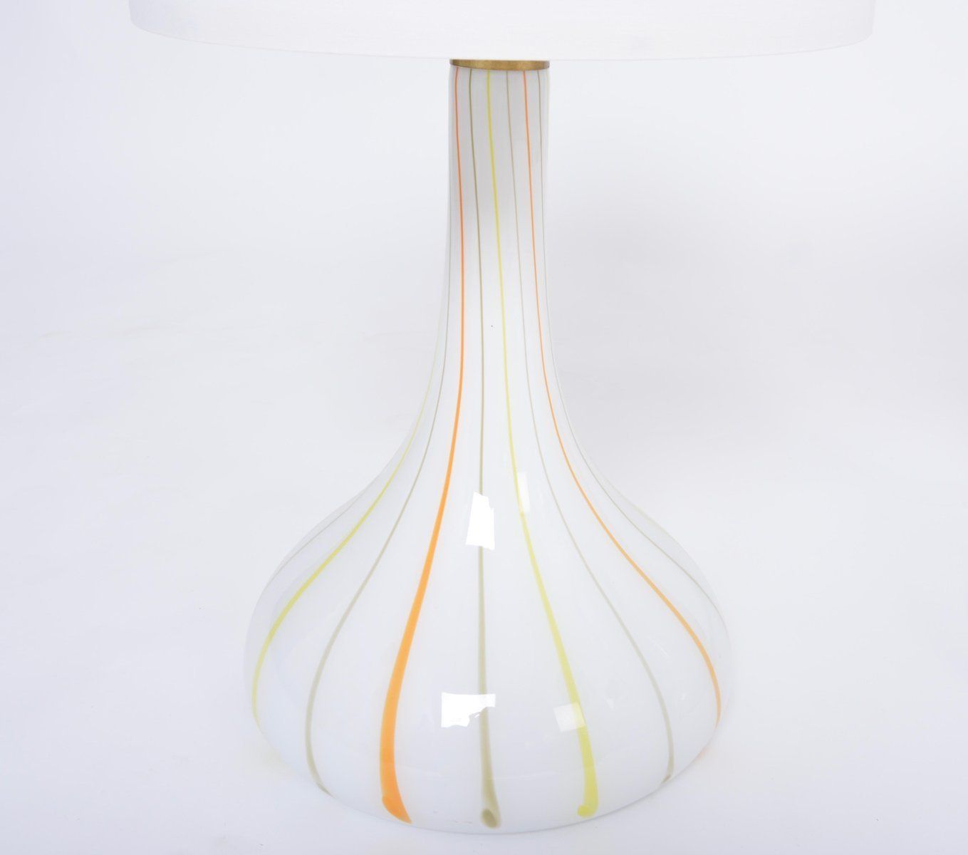 Tall White Glass Model Candy Table Lamps, Attributed To Holmegaard, 1970s, Set Of 2 photo vintage