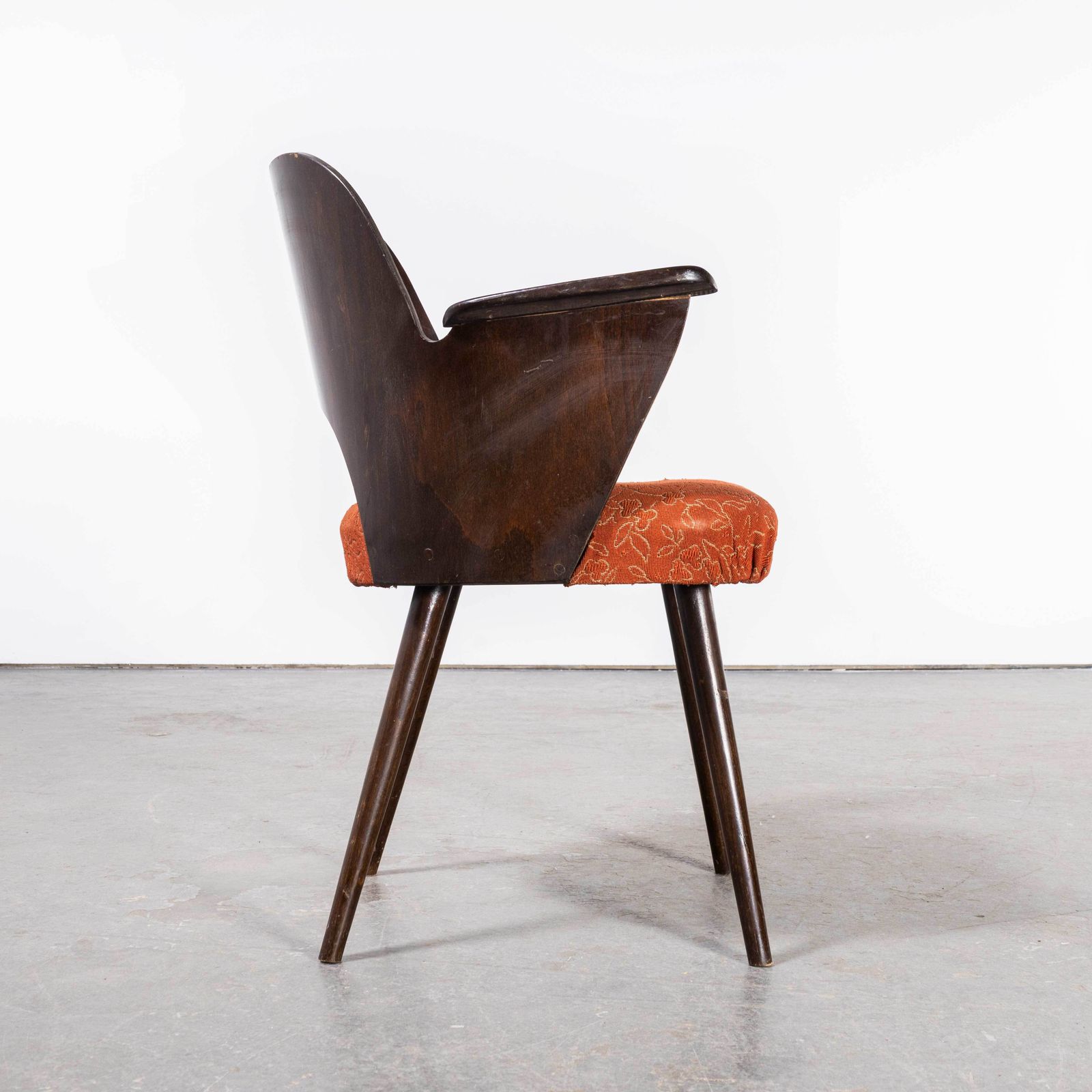 1950’s Dark Walnut Upholstered Side Chair – Oswald Haerdt Model 515 photo buy