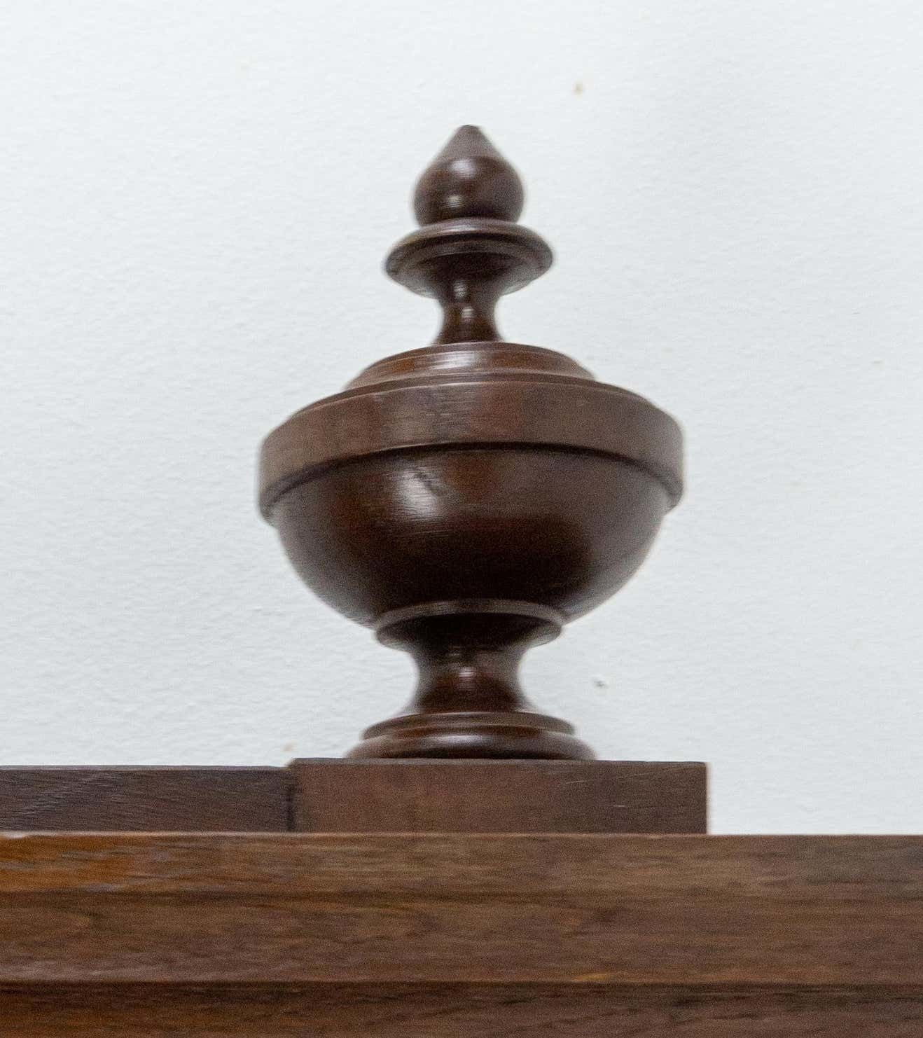 French Beveled Mirror With Colonnettes Oak Frame L XVI Style, Late 19th Century photo vintage