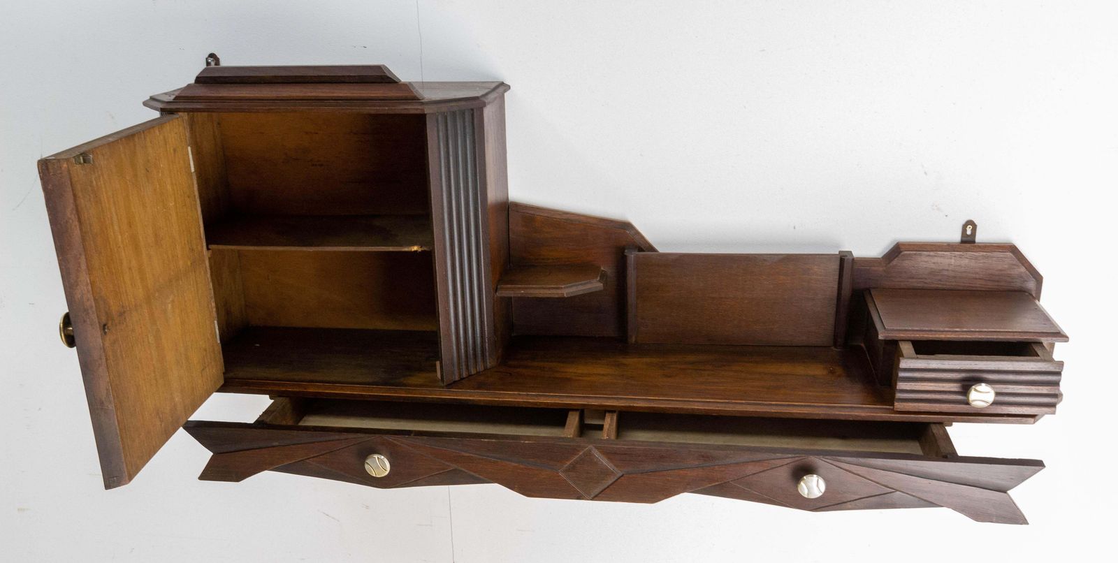 Art Deco Entry Shelf With Cabinet And Drawers Swiss Alp Style, French, 1930 photo vinterior