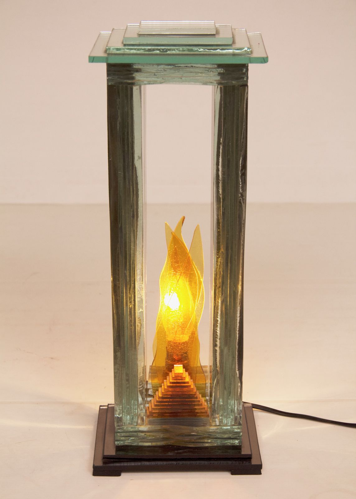 Mid Century Glass Sculpture Light photo for sale