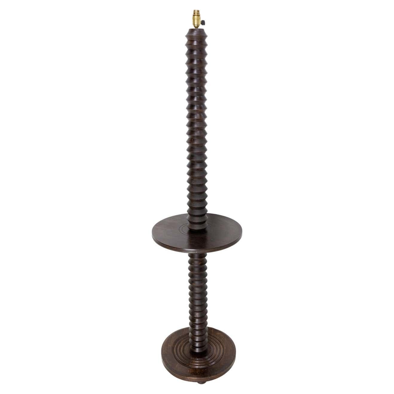 Lampadaire français en hêtre de style Dudouyt, mid-century, vers 1960