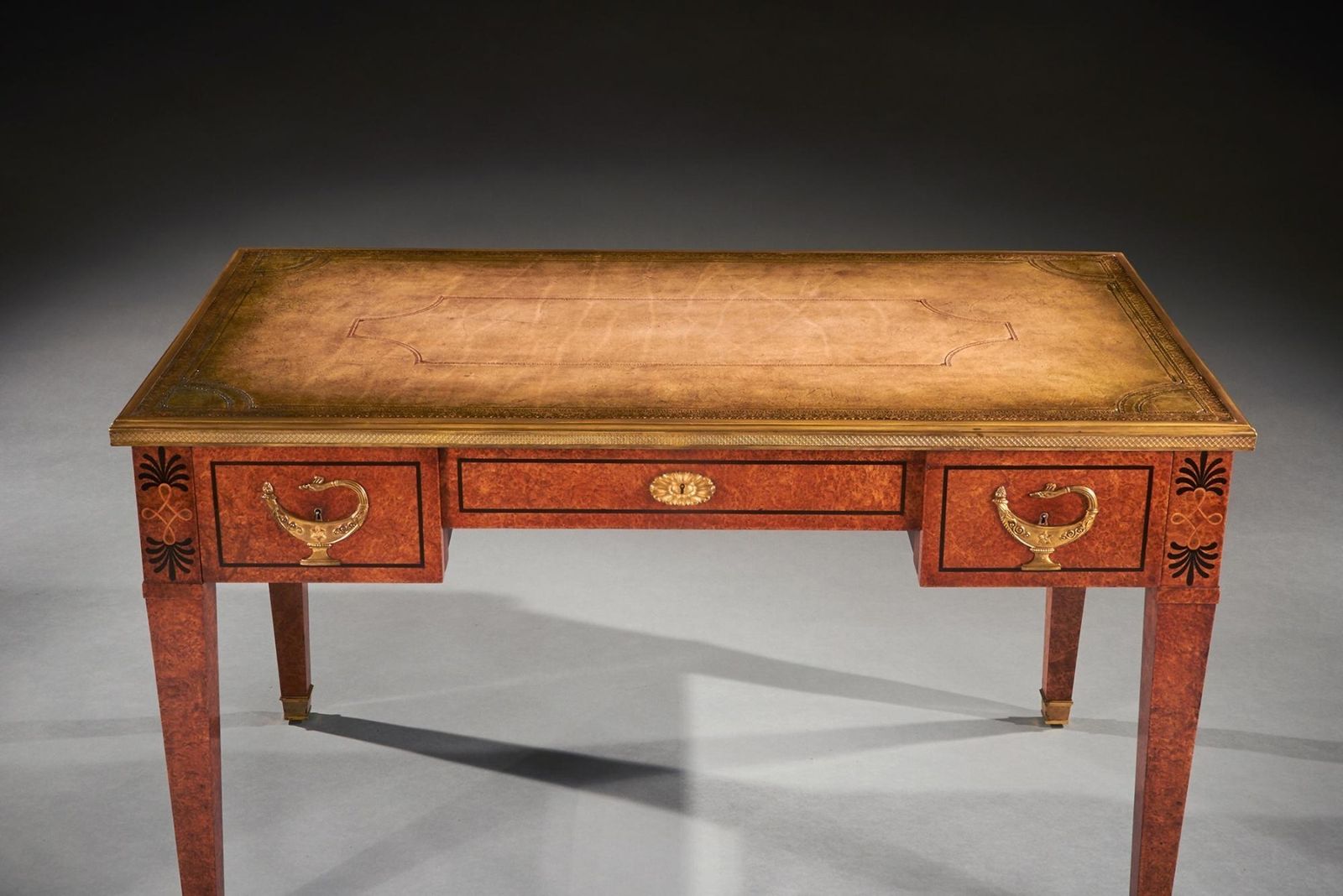 Fine 19th Century French Neoclassical Style Amboyna And Gilt Bronze Mounted Writing Table photo Furniture
