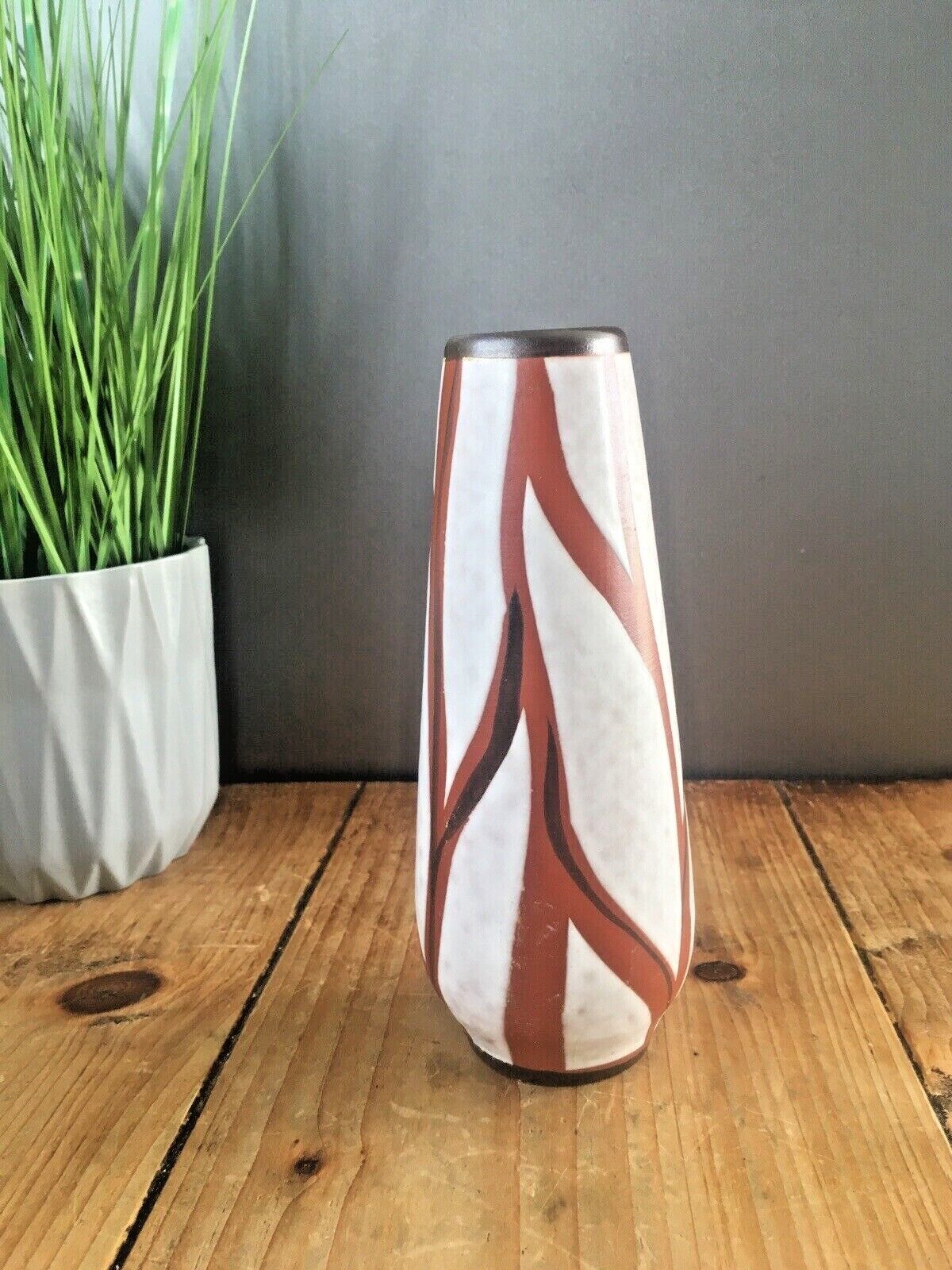 Mid Century 60's West German Pottery Vase 4035/17 Abstract Vintage Retro 70's photo 50.0
