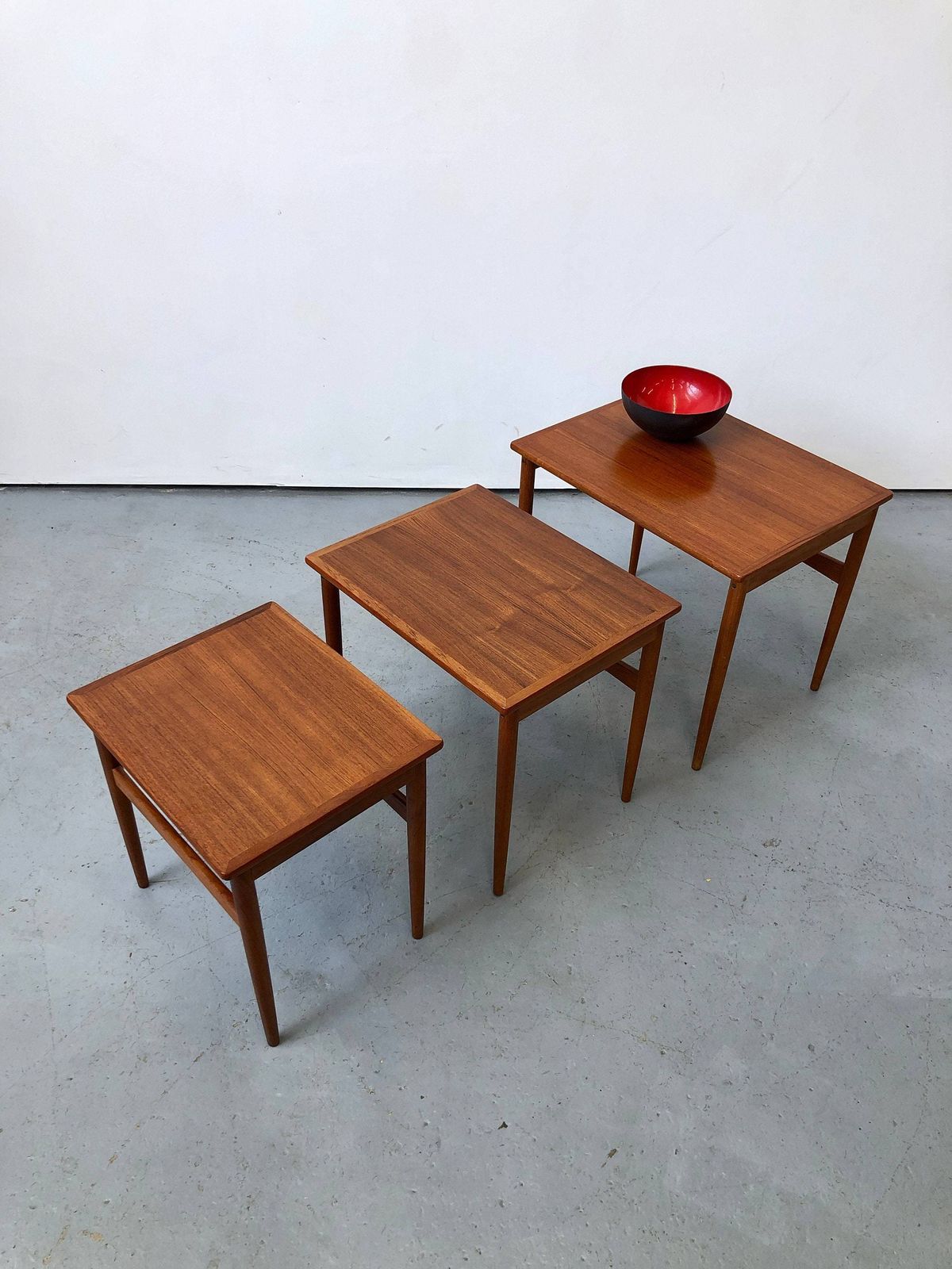Vintage 1960s Grete Jalk Poul Jeppesens Møbelfabrik Teak Nest Of Coffee Tables. Danish Retro G Plan Vodder Mid Century photo furniture