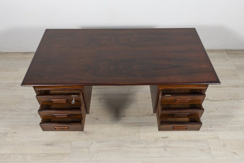 Furniture Mid Century Rosewood Desk By Willy Sigh For H. Sigh And Søn 1960s photo