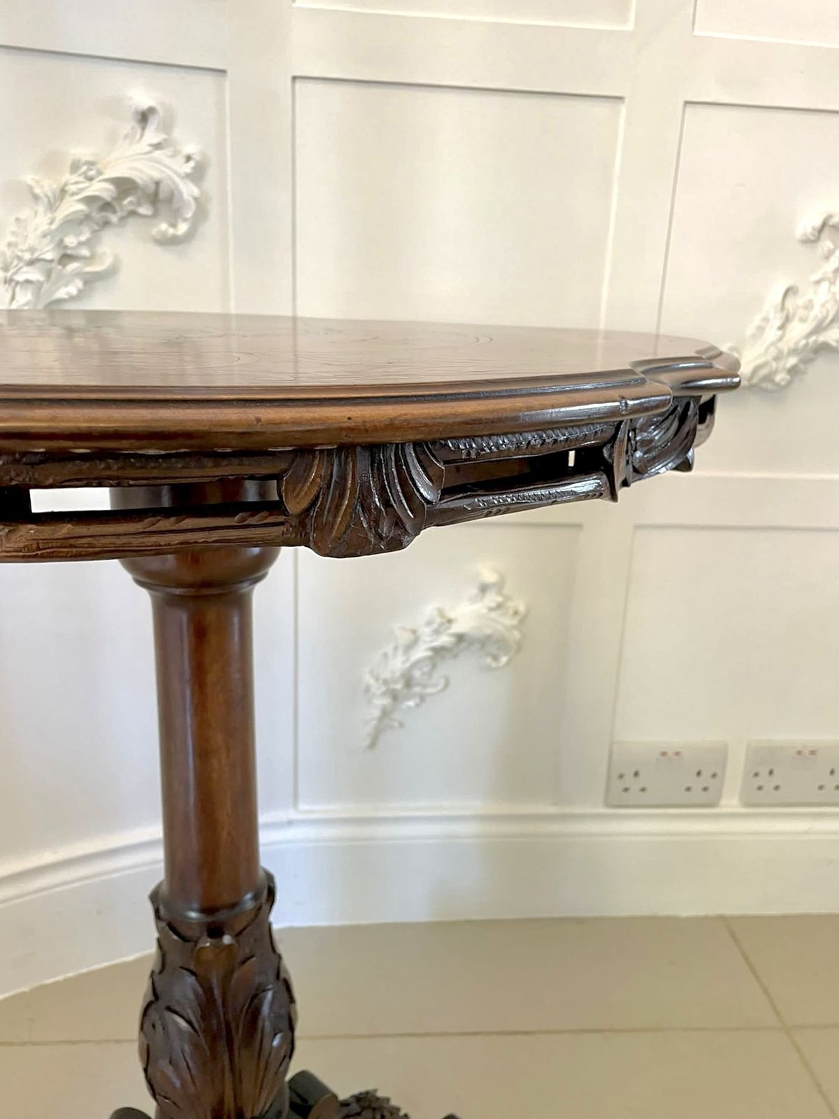 2295.0 Unusual Antique Quality Marquetry Inlaid Walnut Swiss Black Forest Table photo