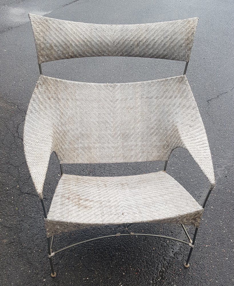 Japanese Rattan Lounge Chair With Footstool photo for sale