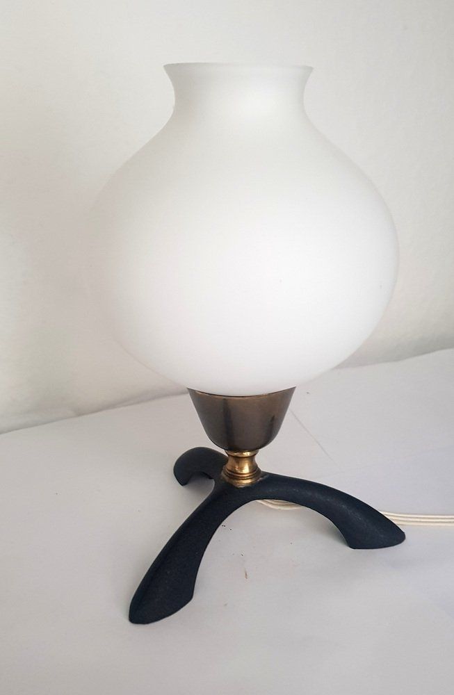 Small Black Opaline Glass Table Lamp, 1950s photo furniture