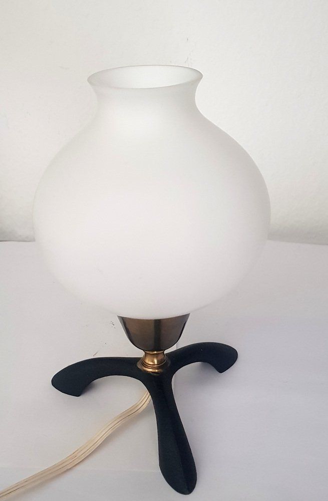 Small Black Opaline Glass Table Lamp, 1950s photo for sale