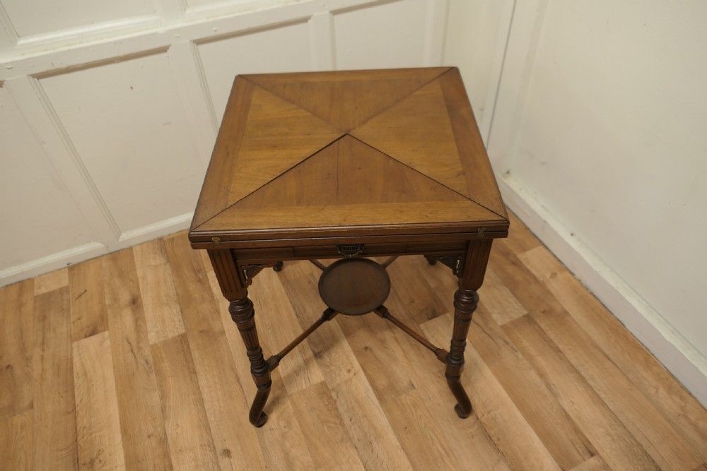 Victorian Envelope Card Table With Gaming Wells photo furniture