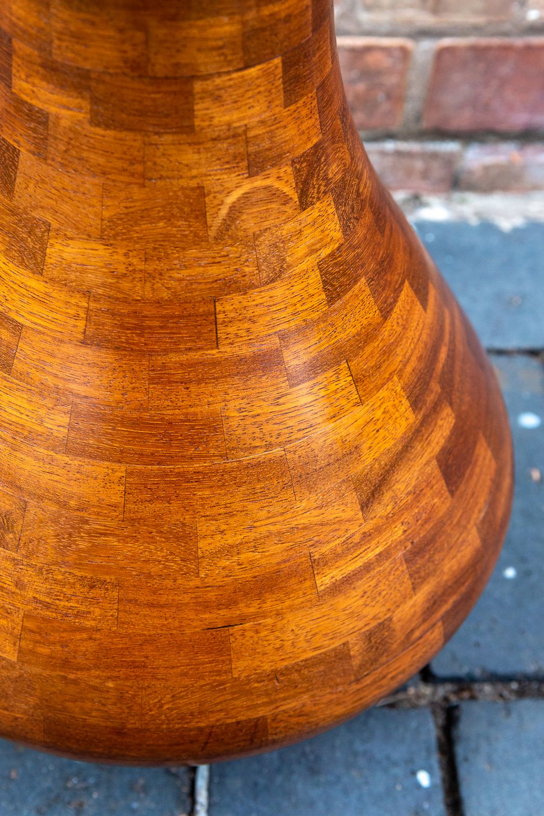 Segmented Wooden Floor Vase Richard Haining Style Stacked Sculptural Organic Artistic Large Floor Teak Statement Mcm Trumpet photo buy