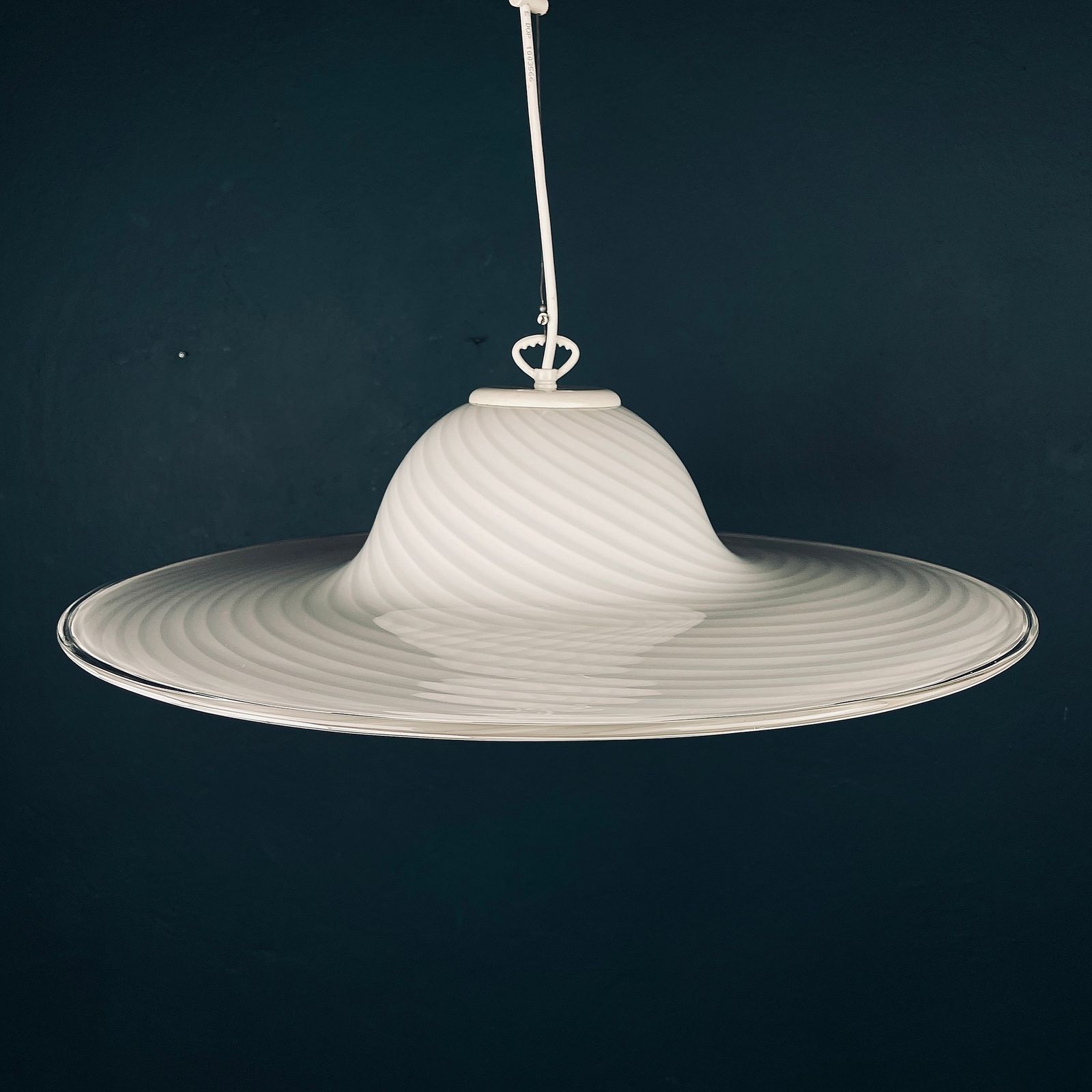 Classic Swirl Murano Glass Pendant Lamp Vetri Murano Italy 1970s photo for sale