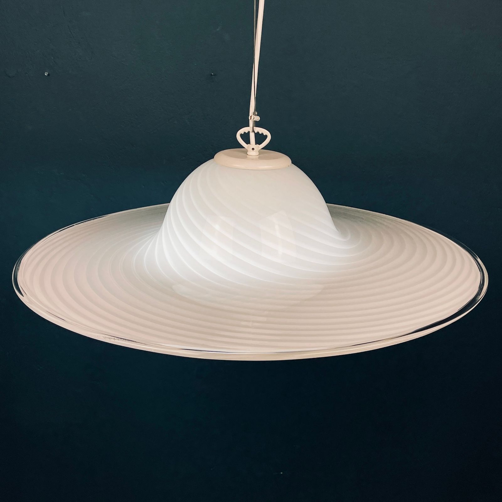 Classic Swirl Murano Glass Pendant Lamp Vetri Murano Italy 1970s photo vinterior