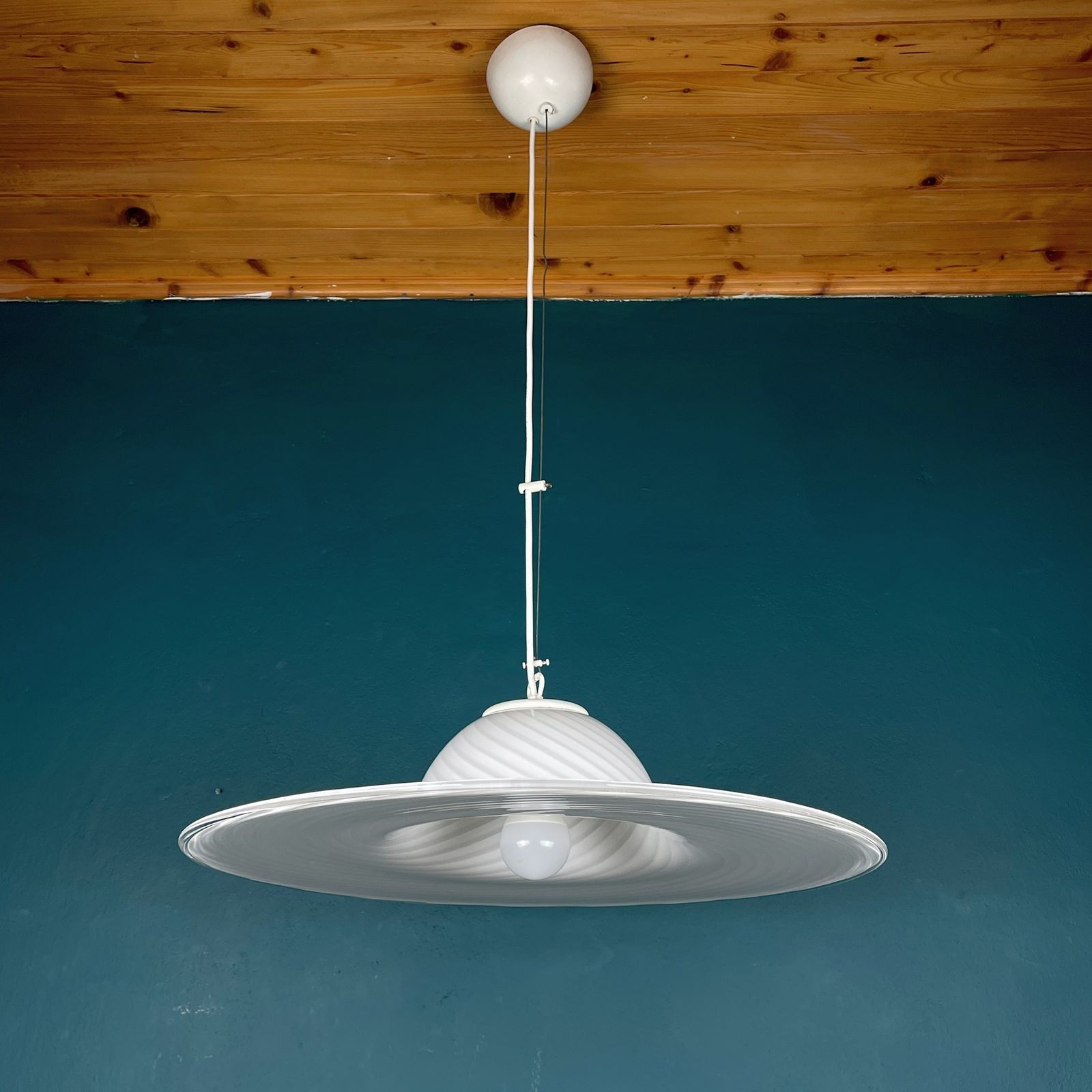 Classic Swirl Murano Glass Pendant Lamp Vetri Murano Italy 1970s photo buy