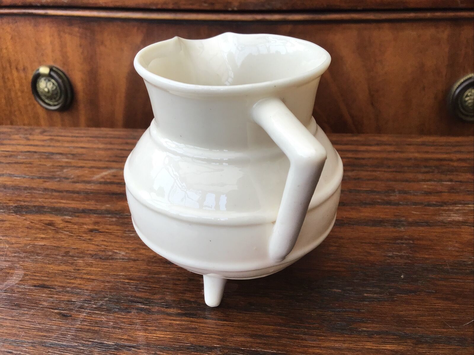 Rare Shape Antique Beleek Porcelain Cream Jug On 3 Feet. C.1910 photo furniture