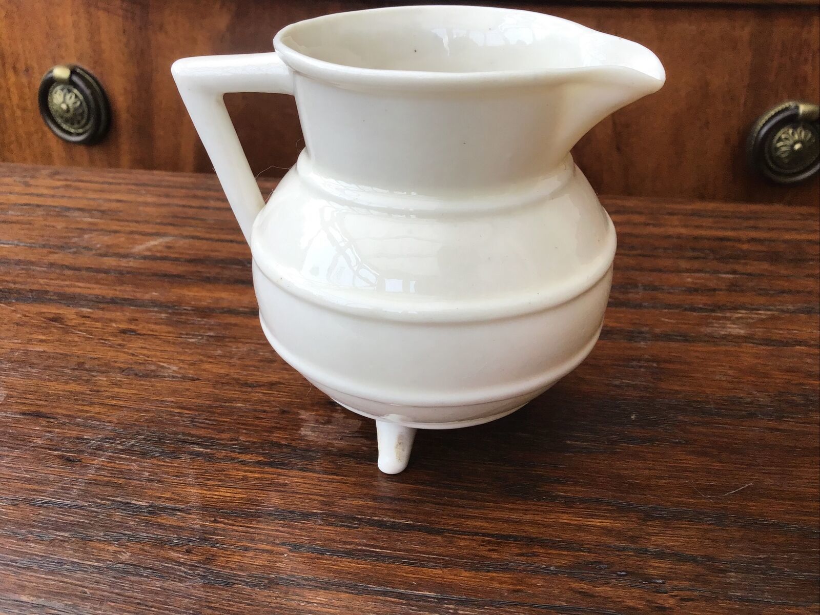 Rare Shape Antique Beleek Porcelain Cream Jug On 3 Feet. C.1910 photo Home Decor