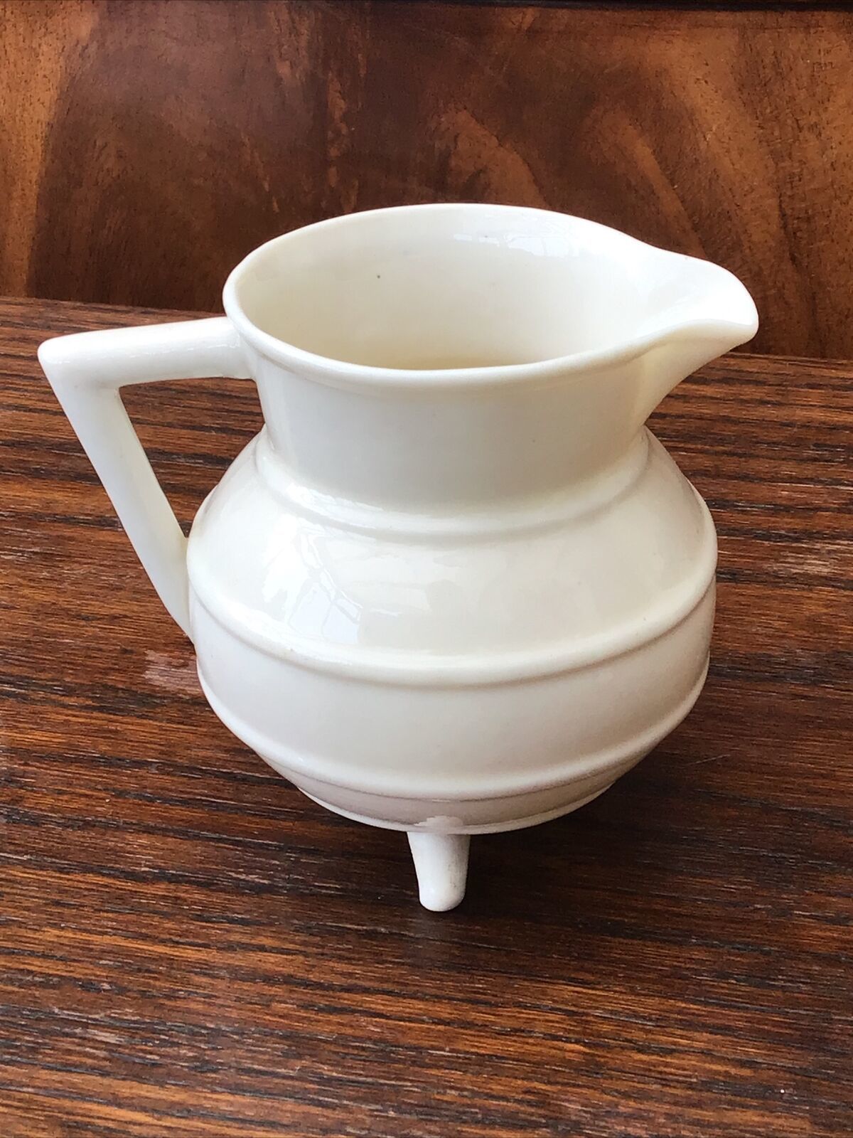 Rare Shape Antique Beleek Porcelain Cream Jug On 3 Feet. C.1910 photo 60.0