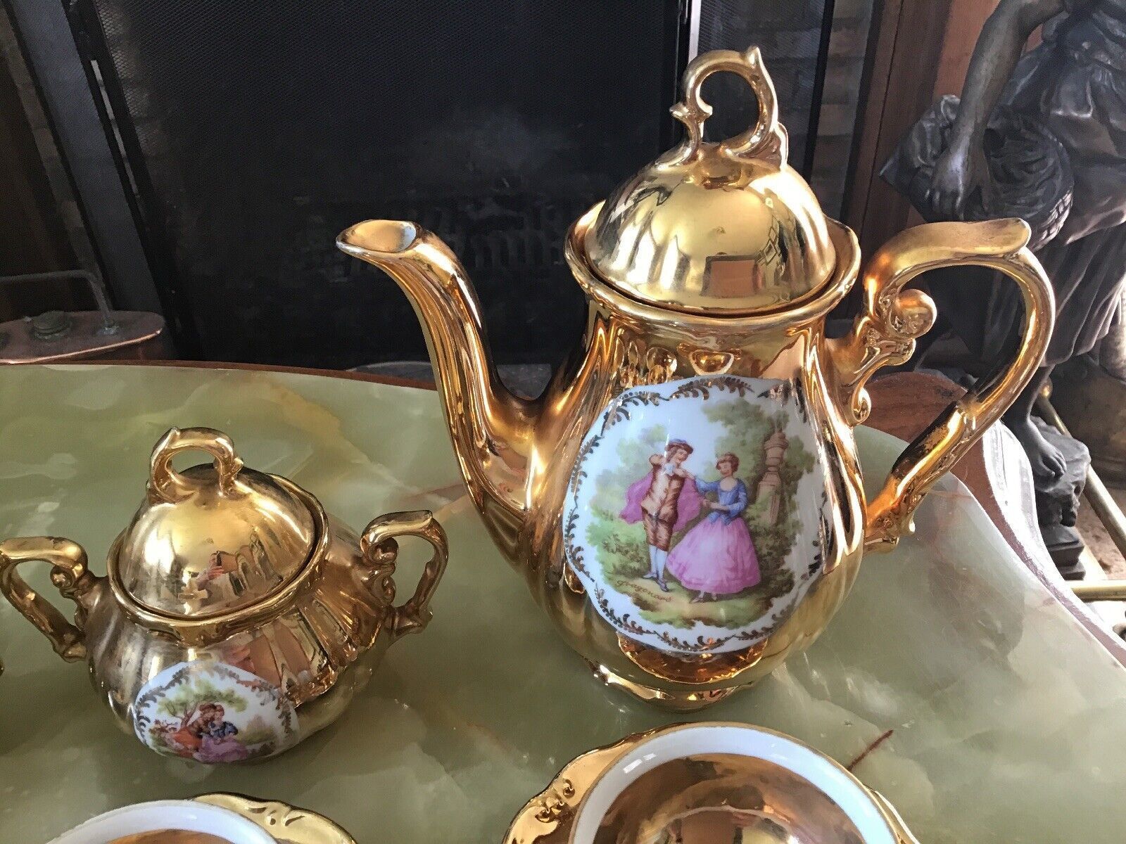 Jkw Karlsbad Gilt Lustre Crinoline Lady Tea Set. 15 Pieces. photo furniture