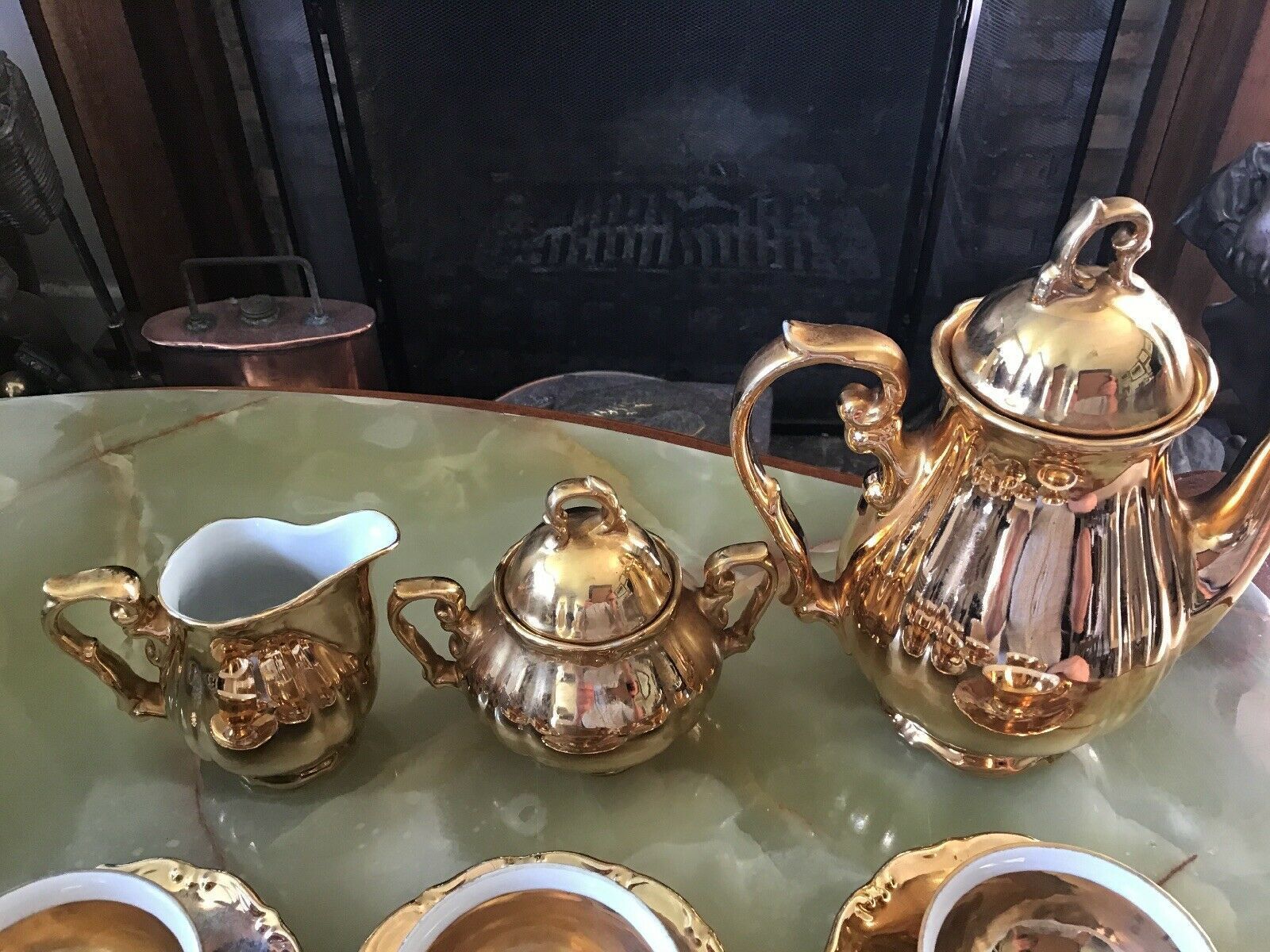 Home Decor Jkw Karlsbad Gilt Lustre Crinoline Lady Tea Set. 15 Pieces. photo