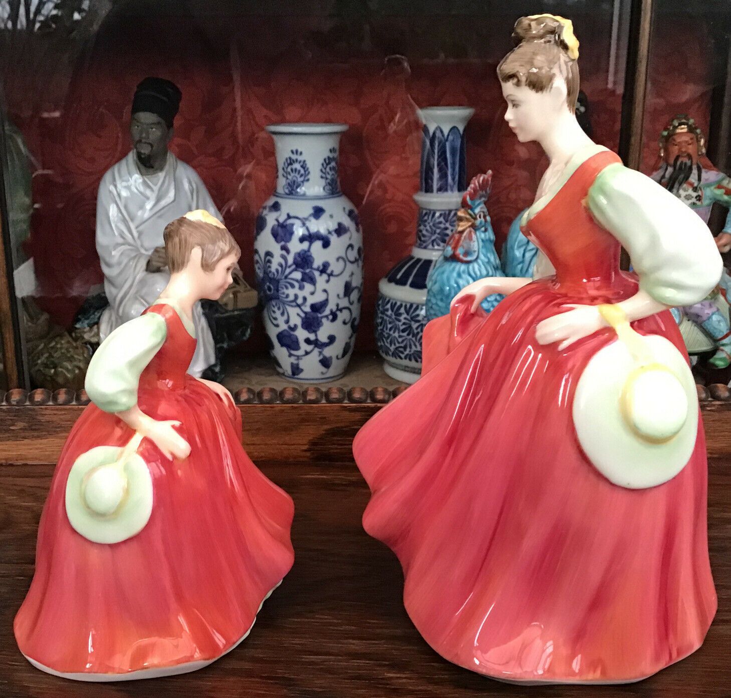 Vintage Royal Doulton Hn2832 Fair Lady & Hn2434 Fair Maiden Figurines Pink Dress photo vinterior