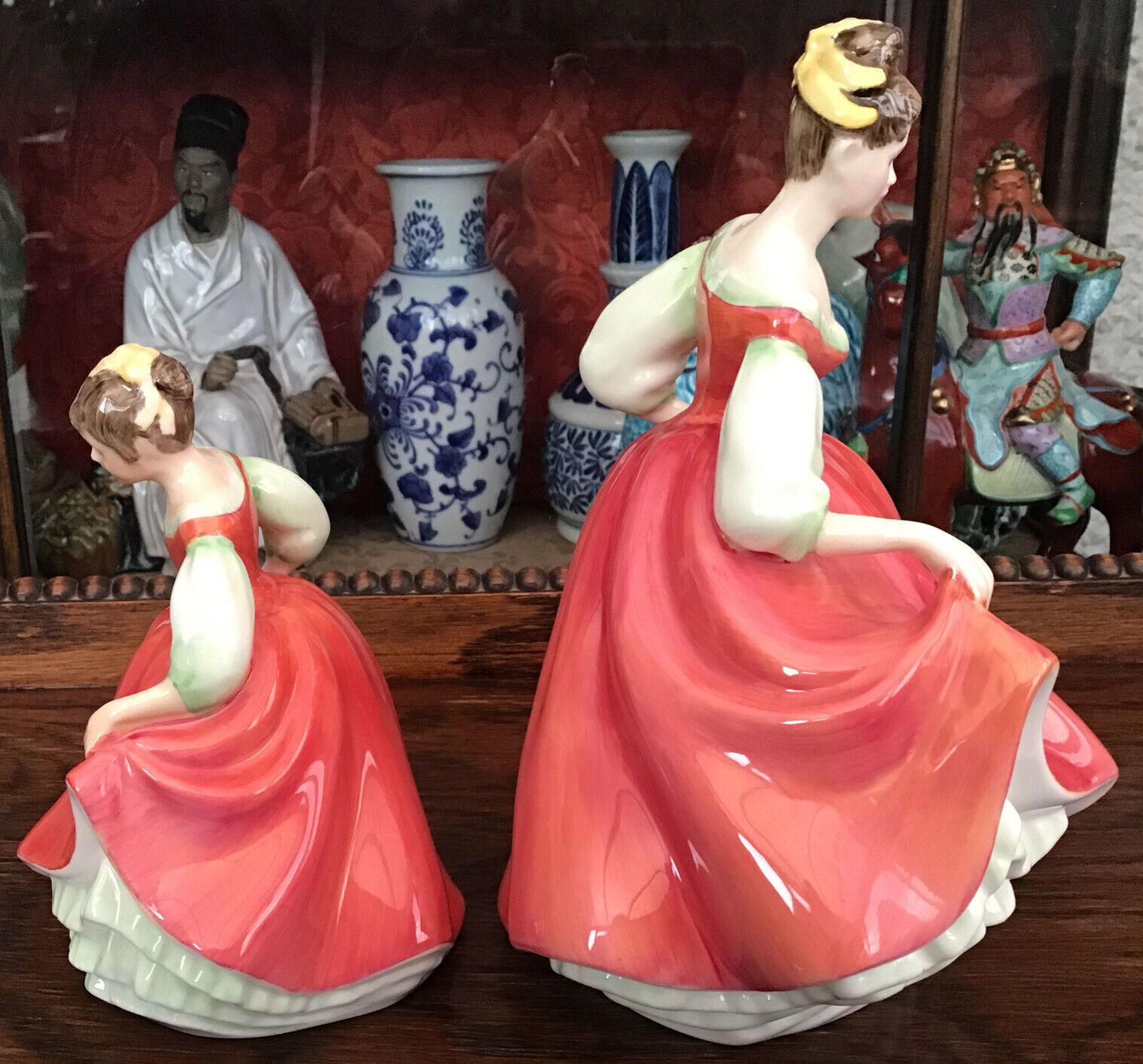 photo for sale Vintage Royal Doulton Hn2832 Fair Lady & Hn2434 Fair Maiden Figurines Pink Dress