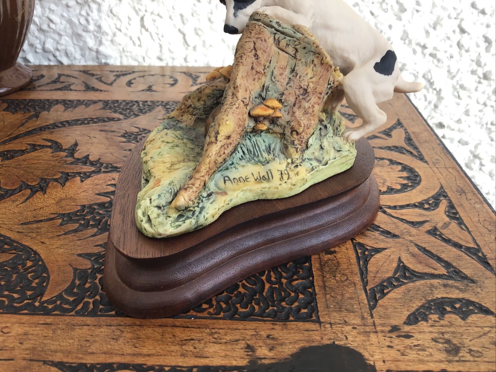 Border Fine Arts. Anne Wall 1979 Jack Russell Chasing A Hare Over A Stump photo buy