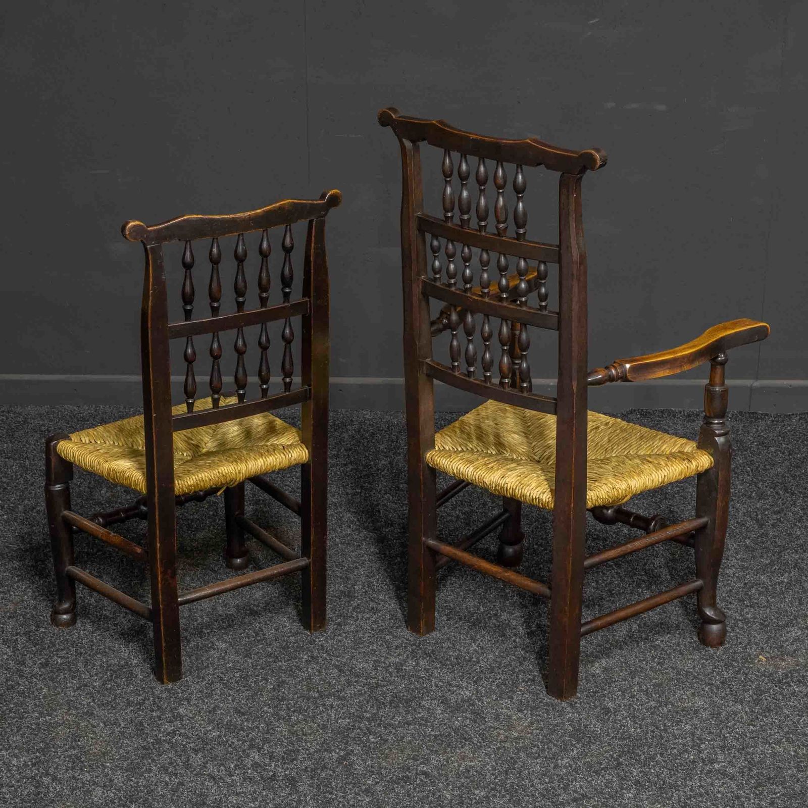 Set Of Eight Georgian Lancashire Spindleback Chairs photo vintage
