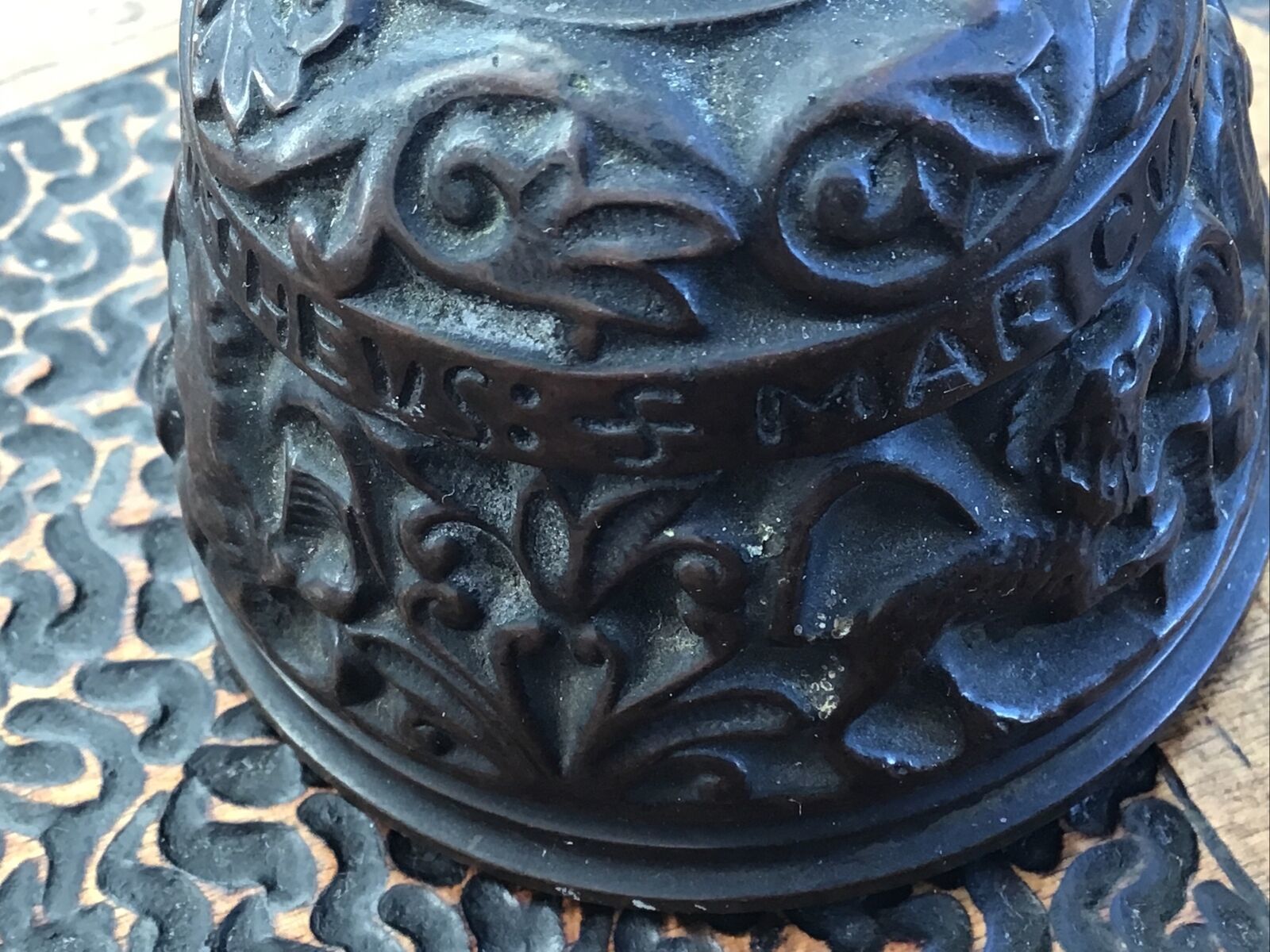 80.0 Antique European Bronzed? Copper Apostle Bell. Natural Scenes. photo