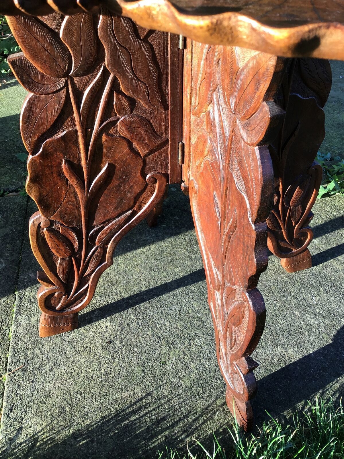 19th C. Carved Teak Chinese Tea Table In Art Nouveau Style photo vinterior