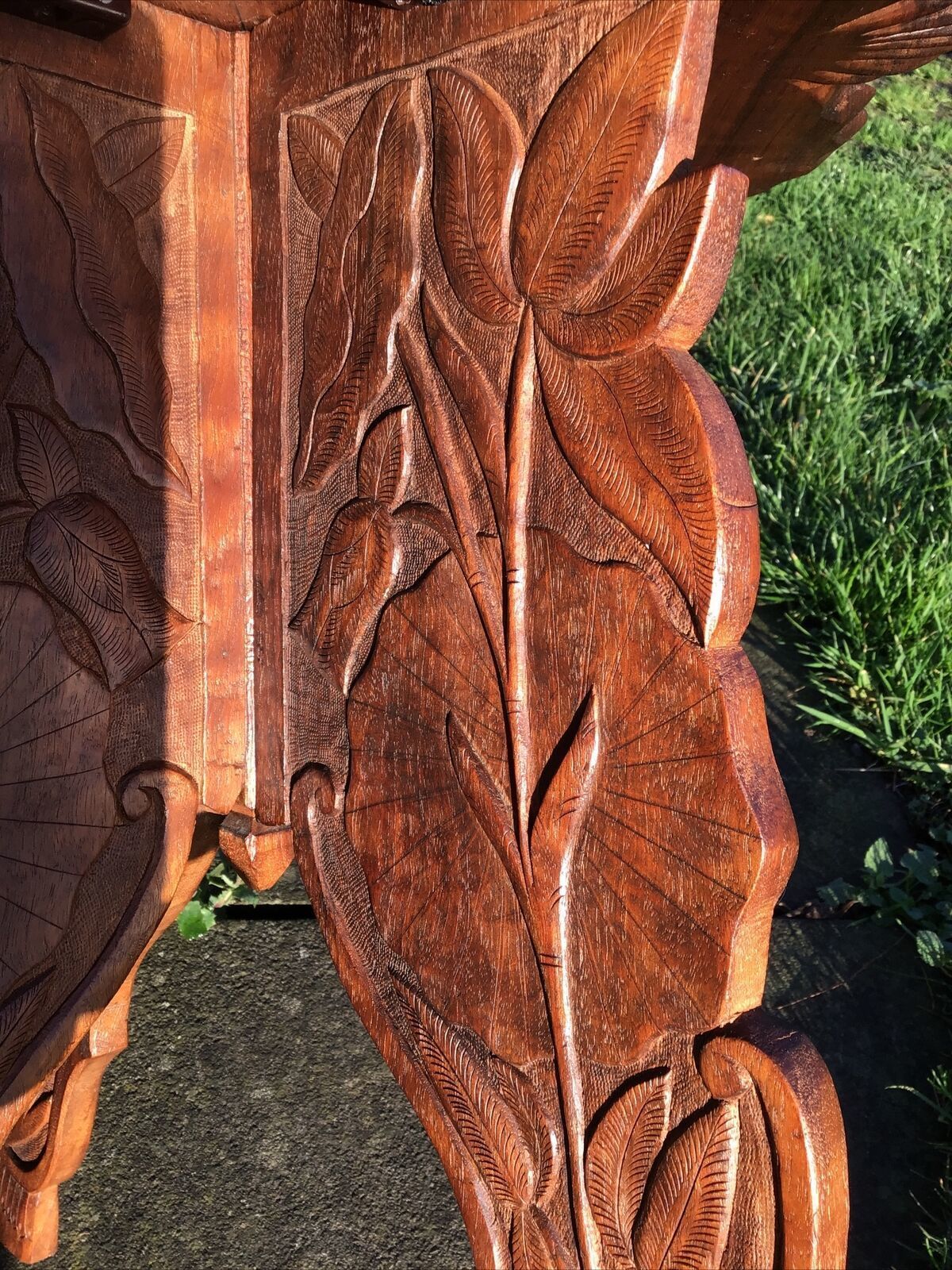 Furniture 19th C. Carved Teak Chinese Tea Table In Art Nouveau Style photo