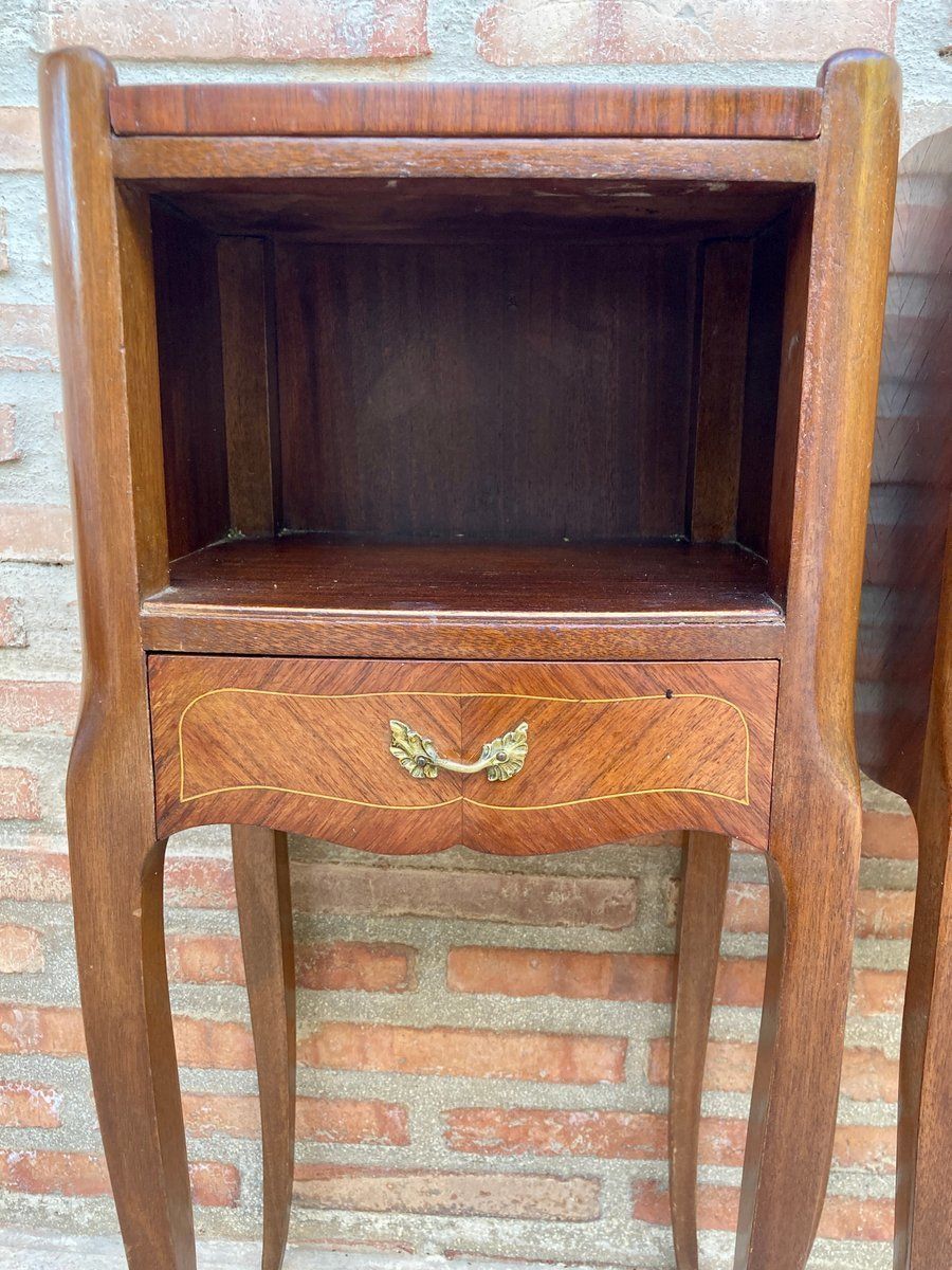 Vintage French Nightstands In Marquetry And Bronze Hardware, 1920, Set Of 2 photo furniture