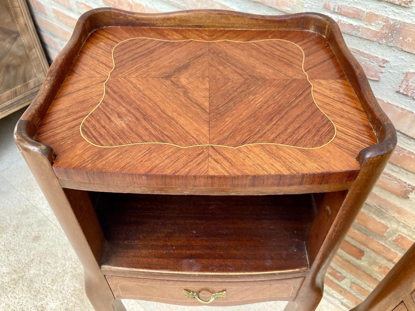Vintage French Nightstands In Marquetry And Bronze Hardware, 1920, Set Of 2 photo buy