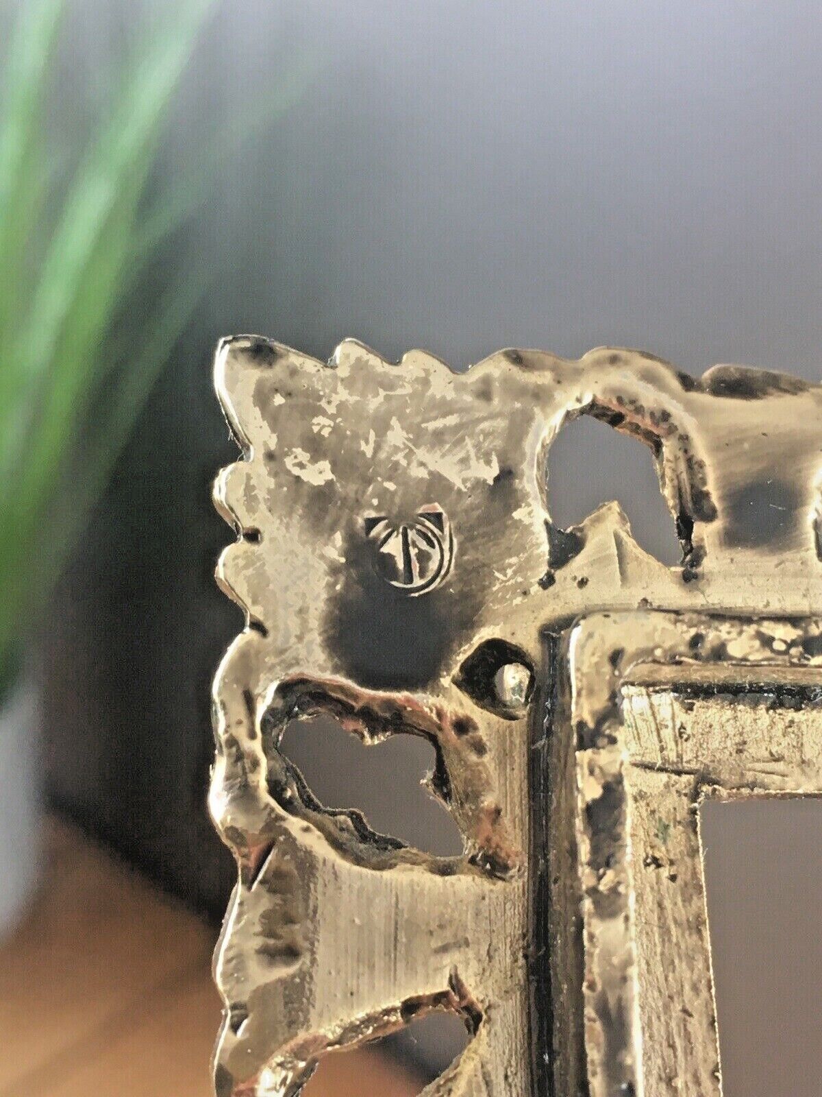Rare Antique Military Issue Crows Foot Ornate Brass Photo Frame Soldier Picture photo Home Decor